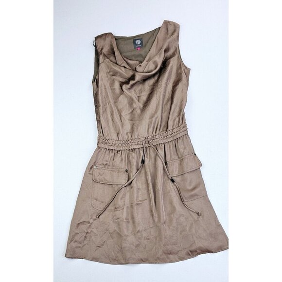 Vince Camuto Size 2 Women Bronz/Brown Elastic Waist Dual Pocket Sleeveless Dress - Picture 1 of 16